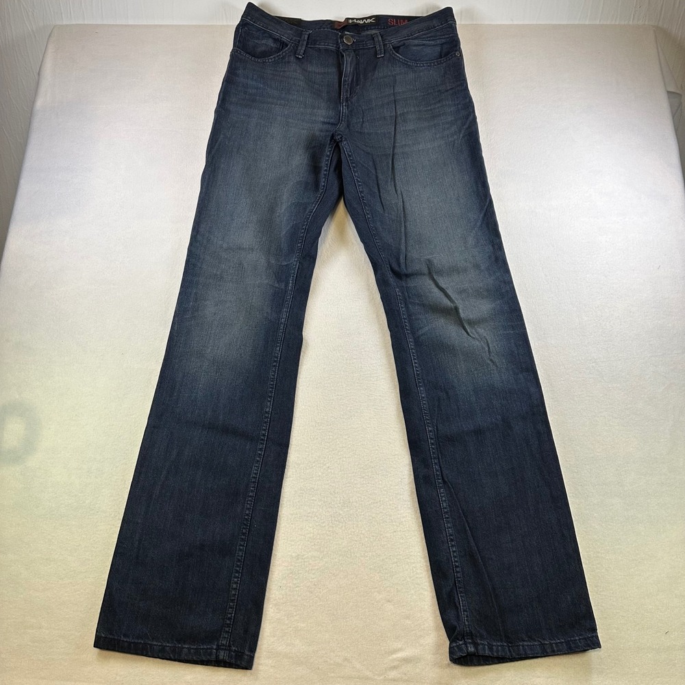 Tony Hawk Men Slim Fit Jeans Dark Wash Blue Denim 100% Cotton Size 33x36 CUT-272